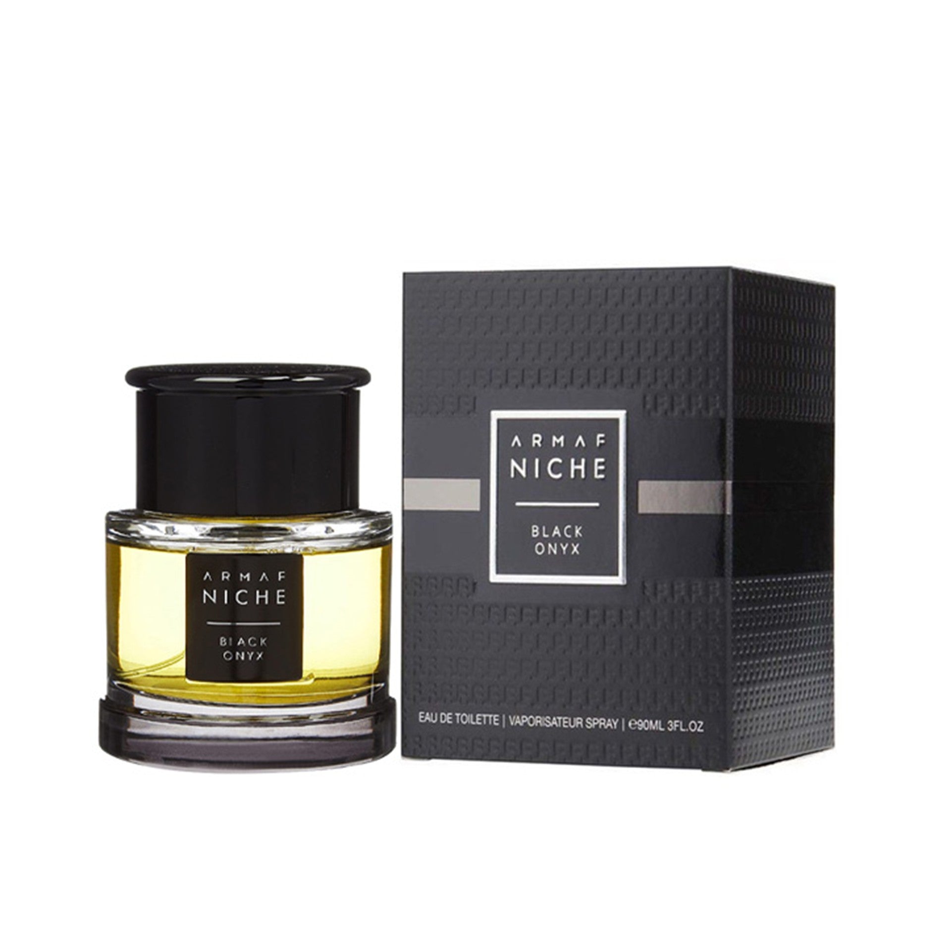 Armaf Black Onyx Eau De Parfum 90ml unisex perfume with spicy citrus opening rich oud rose heart and warm amber musk patchouli base