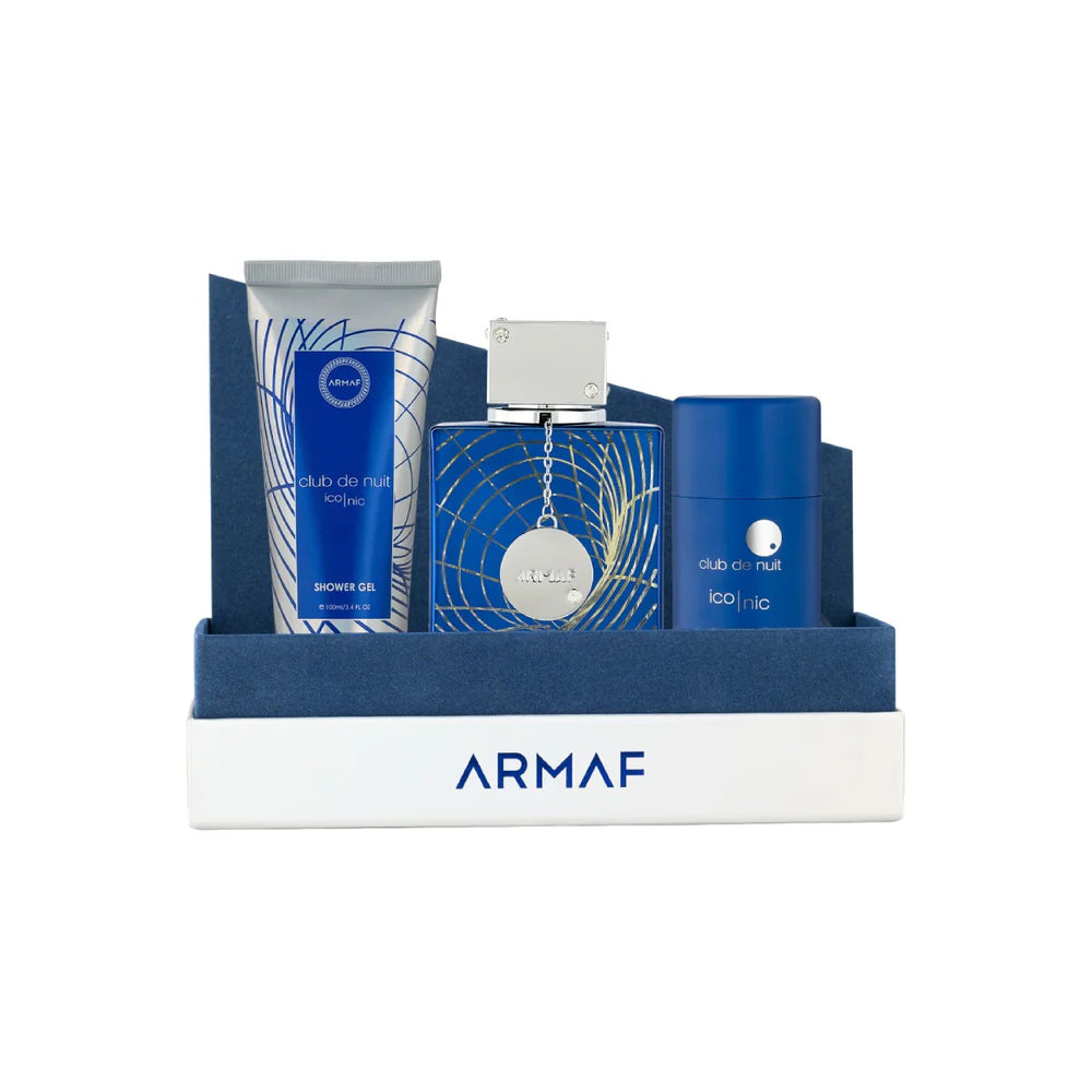 Armaf Club de Nuit Blue Iconic Gift Set 3 pieces for men includes eau de parfum body spray and shower gel with fresh citrus woody scent