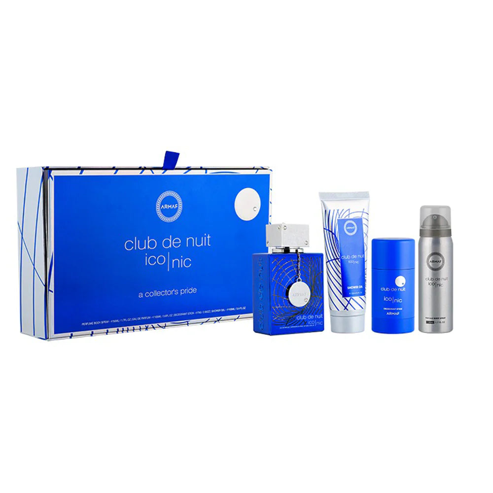 Armaf Club de Nuit Blue Iconic Special Edition Gift Set 4 pieces for men with fresh citrus spicy woody fragrance and long lasting masculine scent