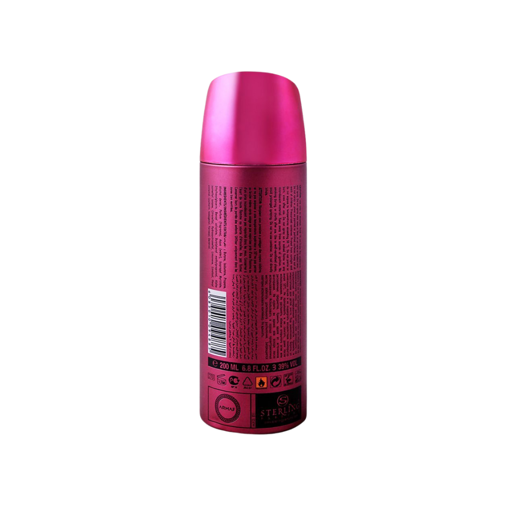 Armaf De La Marque Rouge 200ml women's deodorant spray with fruity floral freshness and warm vanilla amber tonka bean aroma