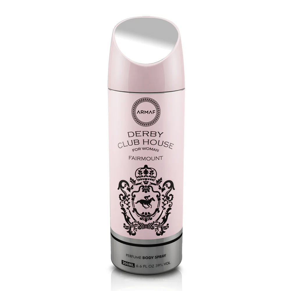 Armaf Derby Club House Fairmount Woman Deodorant Spray 200ml long lasting women's fragrance with cardamom bergamot jasmine red apple and elegant fruity floral scent