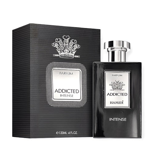 Armaf Hamidi Addicted Intense 120ml long lasting men's scent with fruity citrus opening smoky birch floral heart and rich musky amber vanilla base