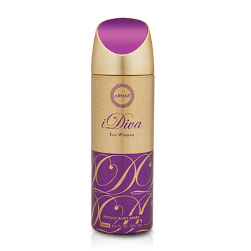 Armaf iDiva Woman Deodorant Spray 200ml long lasting women's fragrance with jasmine orange blossom honey rose and elegant floral woody scent