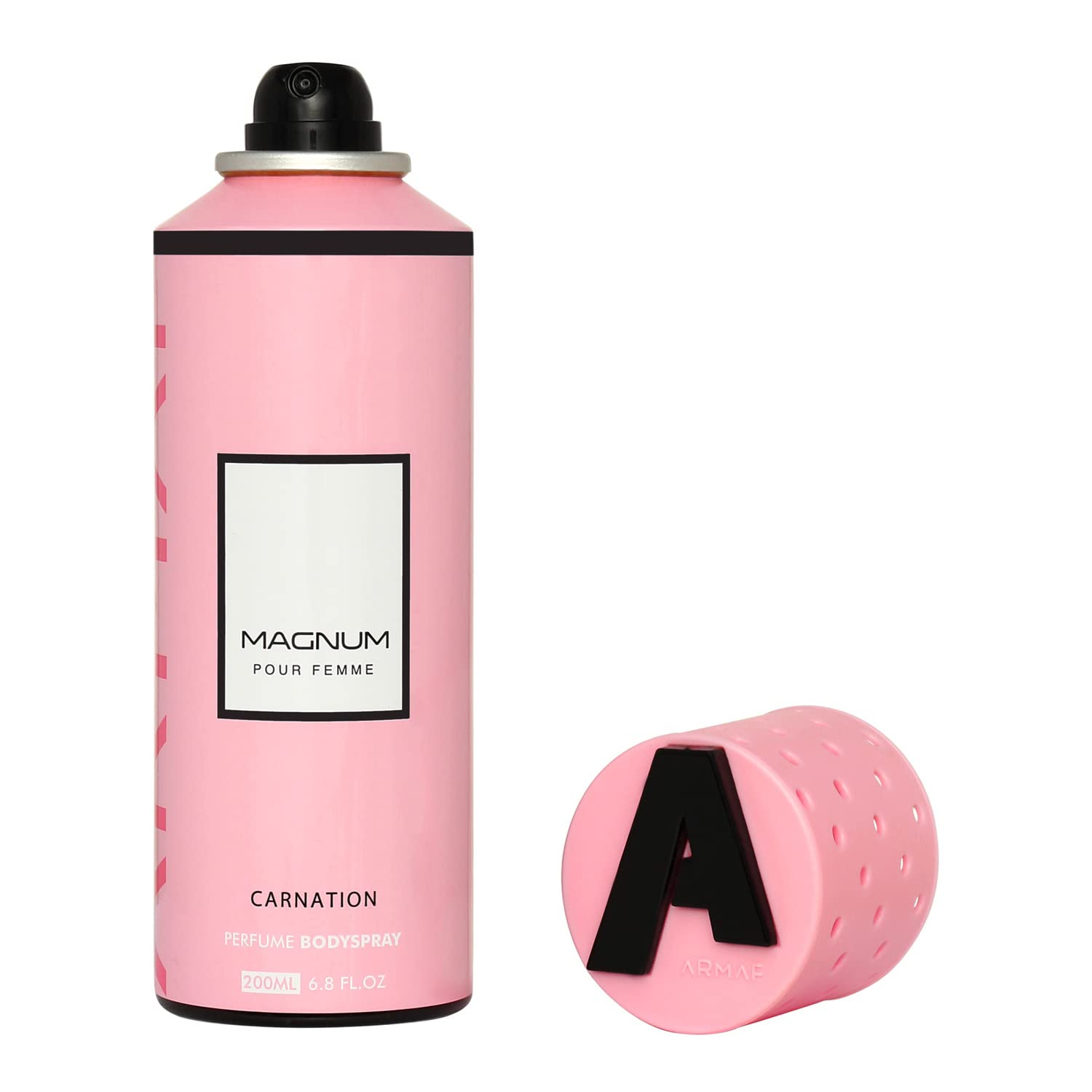 Armaf Magnum Pour Femme Carnation Deodorant Body Spray 200ml for women with freesia orange blossom peach lavender rosemary jasmine and a soft elegant everyday scent