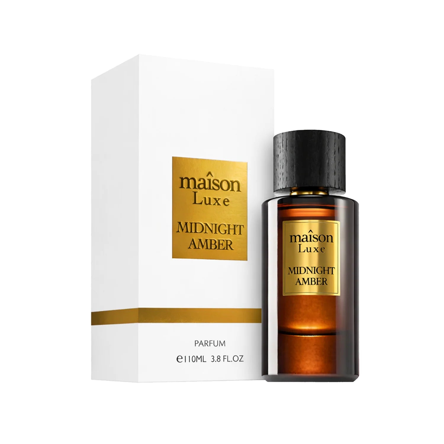 Armaf Maison Luxe Midnight Amber Eau De Parfum 110ml unisex fragrance with amber woody notes saffron rose incense birch agarwood benzoin and amberwood