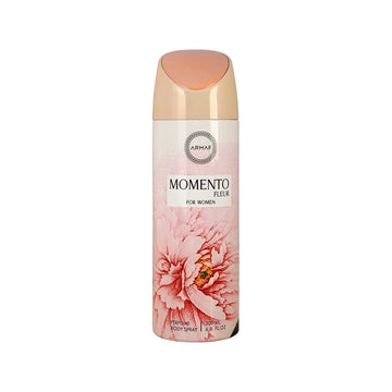 Armaf Momento Fleur Deodorant Spray 200ml long lasting women's fragrance with mandarin peach melon magnolia and elegant floral musky scent