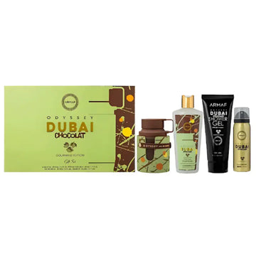 Armaf Odyssey Dubai Chocolat Gourmand Special Edition Gift Set 4 pieces for women and men with sweet chocolate coffee vanilla and amber woody fragrance