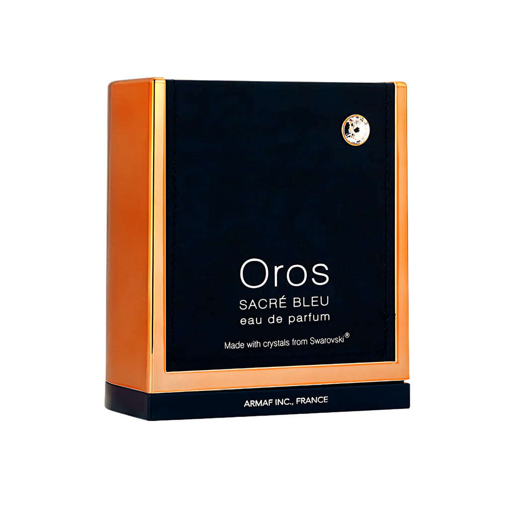Armaf Oros Sacre Blue 100ml long lasting men's scent with citrus spicy opening woody floral heart and warm leather vanilla musky base