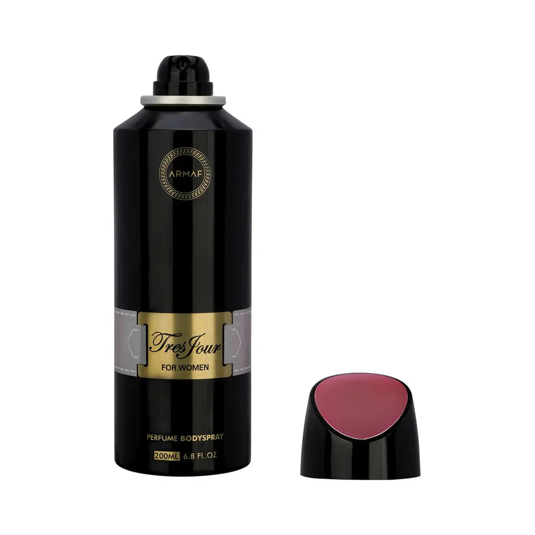 Armaf Tres Jour Deodorant Body Spray 200ml for women with green tea lemon neroli tuberose jasmine and a soft elegant everyday scent