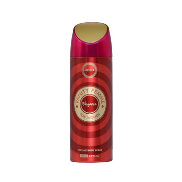 Armaf Vanity Femme Elegance Deodorant Spray 200ml long lasting women's fragrance with mandarin pink pepper peach and elegant floral fruity scent