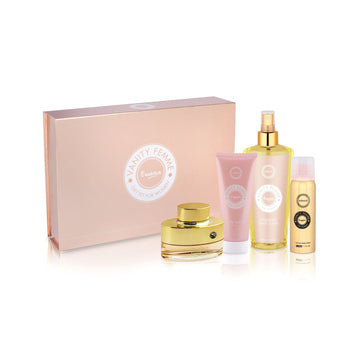Armaf Vanity Femme Essence Special Edition Gift Set 4 pieces for women with floral fruity fragrance and elegant amber musk vanilla finish